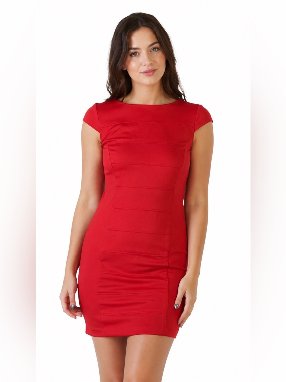 STUDIO ONE Women’s Red Dress with Cap Sleeves Professional Work Size 10
